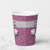 Ihr Name Pink Sparkle Dice Bunco  Pappbecher (Rechts)