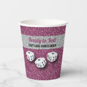 Ihr Name Pink Sparkle Dice Bunco  Pappbecher (Vorderseite)