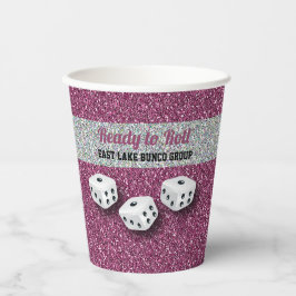 Ihr Name Pink Sparkle Dice Bunco  Pappbecher