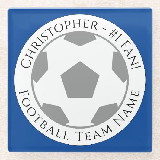 Ihr Name plus Fußball Team Name Glass Untersetzer (Vorderseite)