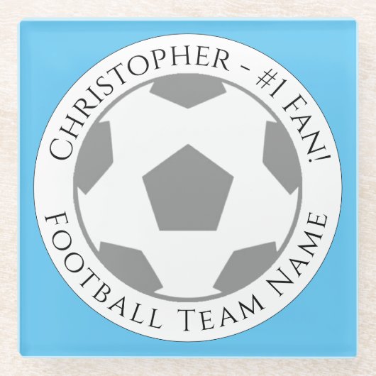 Ihr Name plus Fußball Team Name Glass Untersetzer (Vorderseite)