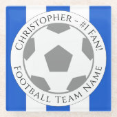 Ihr Name plus Fußball Team Name Glass Untersetzer (Vorderseite)