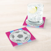 Ihr Name plus Fußball Team Name Glass Untersetzer (Schrägansicht)