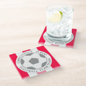 Ihr Name plus Fußball Team Name Glass Untersetzer (Schrägansicht)