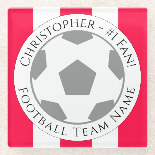 Ihr Name plus Fußball Team Name Glass Untersetzer (Vorderseite)