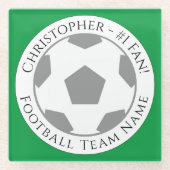 Ihr Name plus Fußball Team Name Glass Untersetzer (Vorderseite)