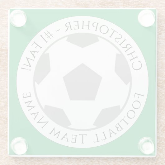 Ihr Name plus Fußball Team Name Glass Untersetzer (Rückseite)
