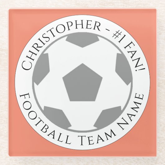 Ihr Name plus Fußball Team Name Glass Untersetzer (Vorderseite)