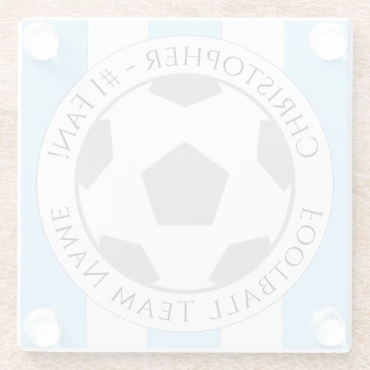 Ihr Name plus Fußball Team Name Glass Untersetzer (Rückseite)