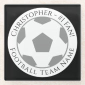 Ihr Name plus Fußball Team Name Glass Untersetzer (Vorderseite)