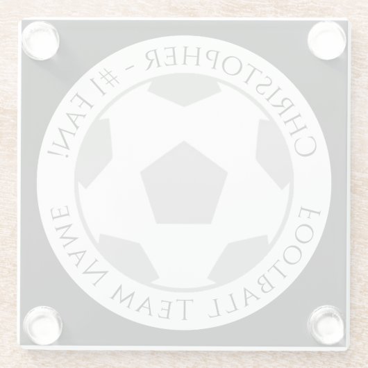 Ihr Name plus Fußball Team Name Glass Untersetzer (Rückseite)
