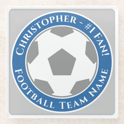 Ihr Name plus Fußballmannschaftsname Glasuntersetzer (Vorderseite)