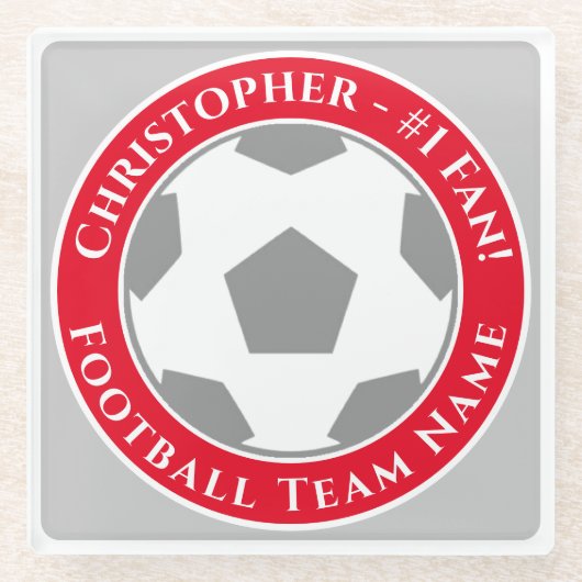 Ihr Name plus Fußballmannschaftsname Glasuntersetzer (Vorderseite)