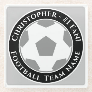 Ihr Name plus Fußballmannschaftsname Glasuntersetzer