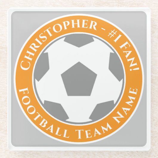 Ihr Name plus Fußballmannschaftsname Glasuntersetzer (Vorderseite)