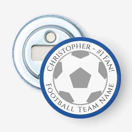 Ihr Name plus Name des Fußballteams Flaschenöffner (Vorderseite)