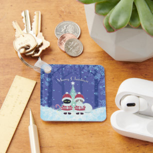 [Ihr Name] Poiluna Christmas Metal Square Schlüsselanhänger