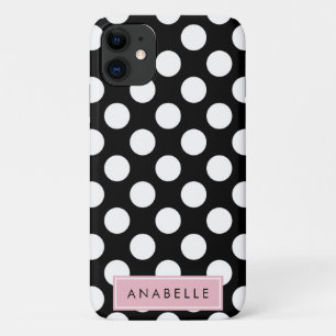 Ihr Name - Polka Dots, Spots - Schwarz-weiß rosa Case-Mate iPhone Hülle