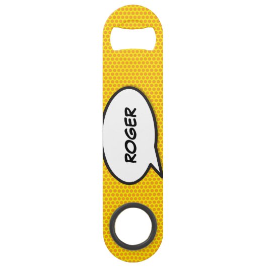 Ihr Name Pop Art Comic Book Speech-Textfeld Speedflaschenöffner (Rückseite)