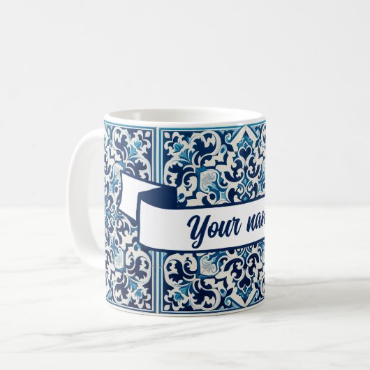 Ihr Name portugiesischer Fliese Kaffeetasse (Vorderseite Links)