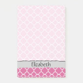 Ihr Name - Quatrefolie Form - Rosa Weiß Post-it Klebezettel (Vorderseite)