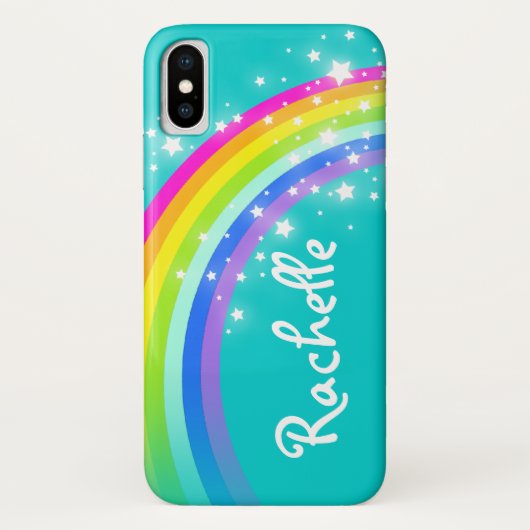 Ihr Name Regenbogen aqua aquamarine iPhone Case (Rückseite)