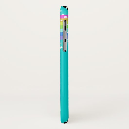 Ihr Name Regenbogen aqua aquamarine iPhone Case (Hinten/Links)