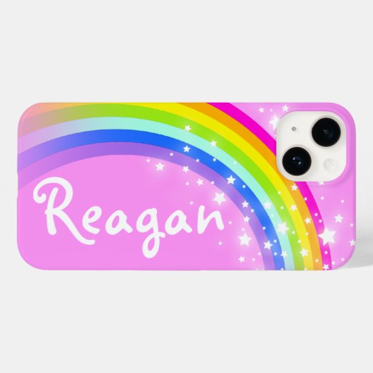 Ihr Name Regenbogen rosa Sterne Case-Mate iPhone Hülle (Rückseite (Horizontal))