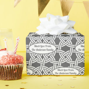 Ihr Name Retro Weihnachtsschattierungen von Gray M Geschenkpapier