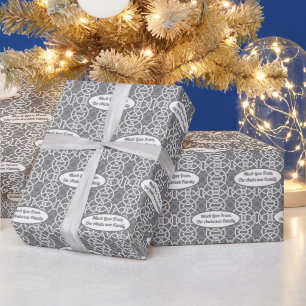 Ihr Name Retro Weihnachtsschattierungen von Gray M Geschenkpapier