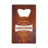 Ihr Name Rustic Wood Retro Logo Monogram Geldbeutel Flaschenöffner (Vorderseite)