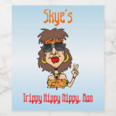 [Ihr Name]'s Trippy Hippy Nippy, Man Custom Funny Weinetikett (Einzelnes Label)