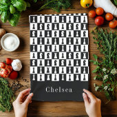 Ihr Name Schachspiel Figuren Muster Schwarz & Weiß Geschirrtuch