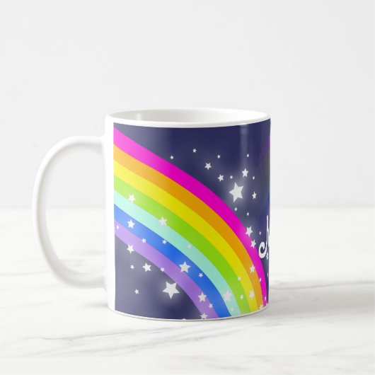 Ihr Name scherzt Regenbogenmarine-Tasse Kaffeetasse (Links)