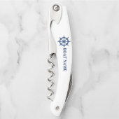 Ihr Name Schiff Schiff Rad Helm auf Weiß Kellnermesser (Vorderseite)