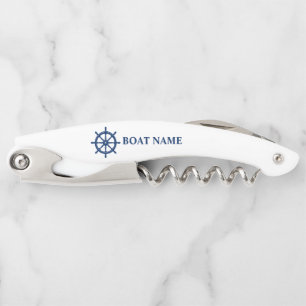 Ihr Name Schiff Schiff Rad Helm auf Weiß Kellnermesser