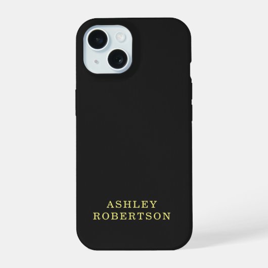 Ihr Name Schwarz Beruflich Stilvoll Minimalistisch iPhone 15 Hülle (Rückseite)