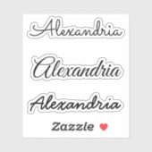 Ihr Name Schwarz Handgeschriebene Skriptversionen Aufkleber (Blatt)