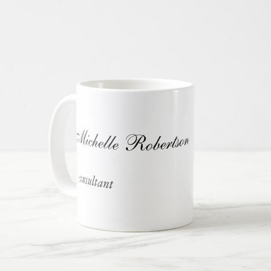 Ihr Name Schwarz-weiß Schlicht Minimalistisch Kaffeetasse (Vorderseite Links)
