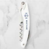 Ihr Name Seepferd Anker auf Weiß Kellnermesser (Vorderseite)