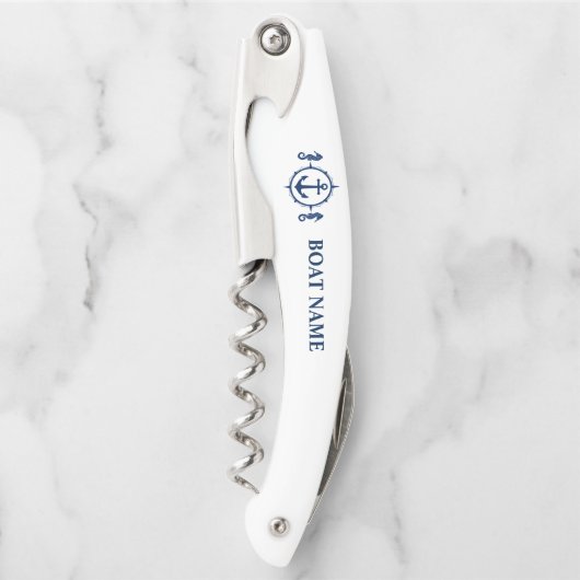 Ihr Name Seepferd Anker auf Weiß Kellnermesser (Vorderseite)