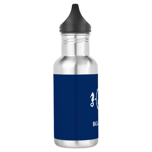 Ihr Name Seepferd Ankerblau Edelstahlflasche (Links)
