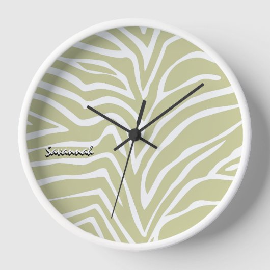 Ihr Name setzt Grün Zebra ein beliebiges Farbtierd Uhr (Vorderseite)
