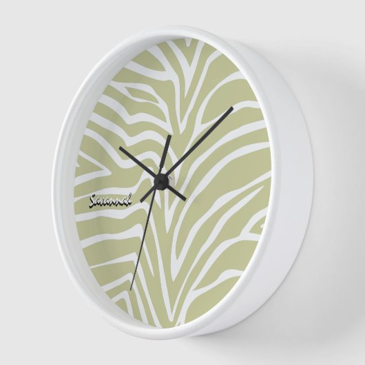 Ihr Name setzt Grün Zebra ein beliebiges Farbtierd Uhr (Winkel)
