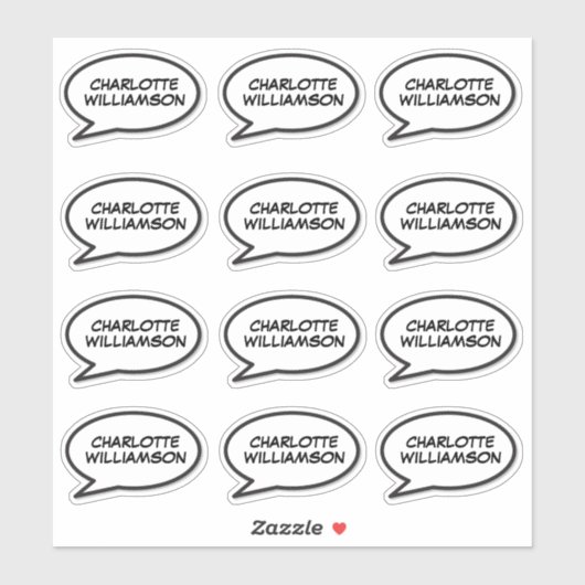 Ihr Name Speech Bubble Fun Retro Comic Book Aufkleber (Blatt)