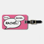 Ihr Name Speech Bubble Fun Retro Comic Book Gepäckanhänger (Vorderseite horizontal)