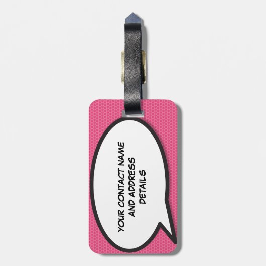 Ihr Name Speech Bubble Fun Retro Comic Book Gepäckanhänger (Rückseite vertikal)