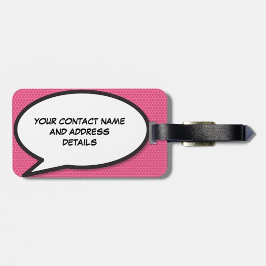 Ihr Name Speech Bubble Fun Retro Comic Book Gepäckanhänger (Rückseite horizontal)