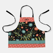 Ihr Name Stilvolle Blume rosa Punkte Inspirivity Schürze (Vorderseite)