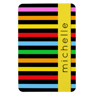 Ihr Name - Streifen, parallele Linien - rotes Blau Magnet